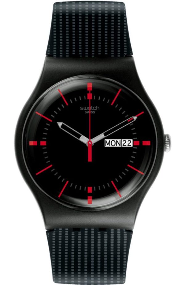 swatch gaet again so29b710 black case with black rubber strap image1