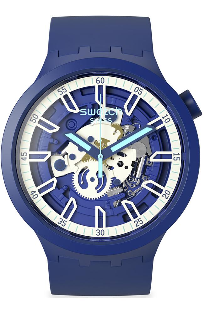 swatch iswatch sb01n102 blue case with blue rubber strap image1