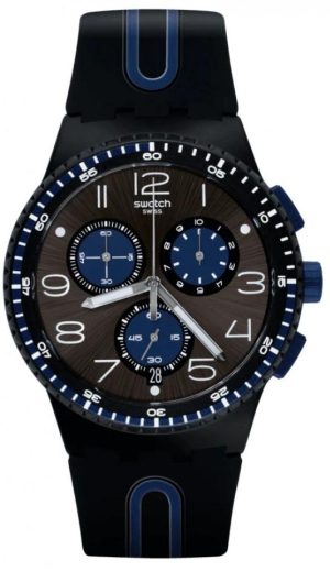 SWATCH Kaicco Chronograph – SUSB406, Black case with Black Rubber Strap