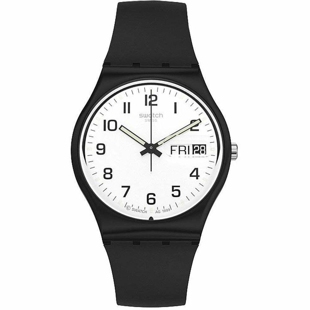 swatch once again gb743 black case with black rubber strap image1
