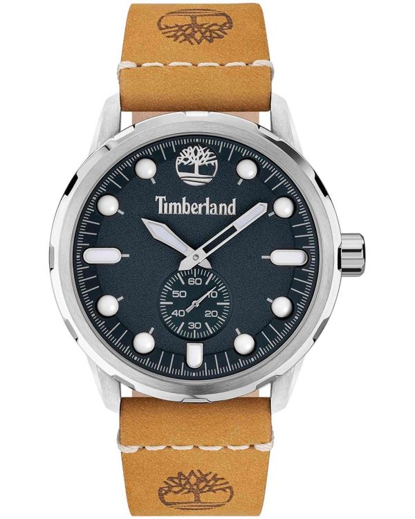 timberland adirondack tdwga0028501 silver case with brown leather strap image1