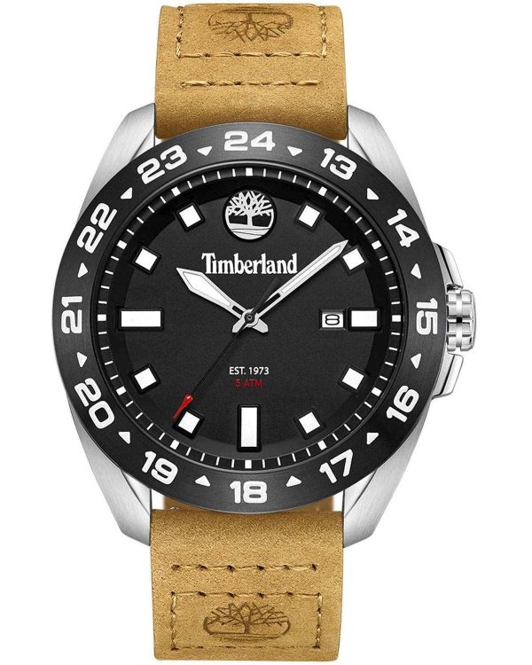 timberland carrigan tdwgb0029401 silver case with brown leather strap imaeg1