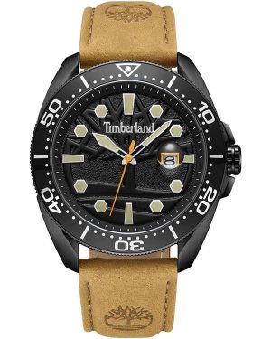 TIMBERLAND CARRIGAN – TDWGB2230601, Black case with Brown Leather strap