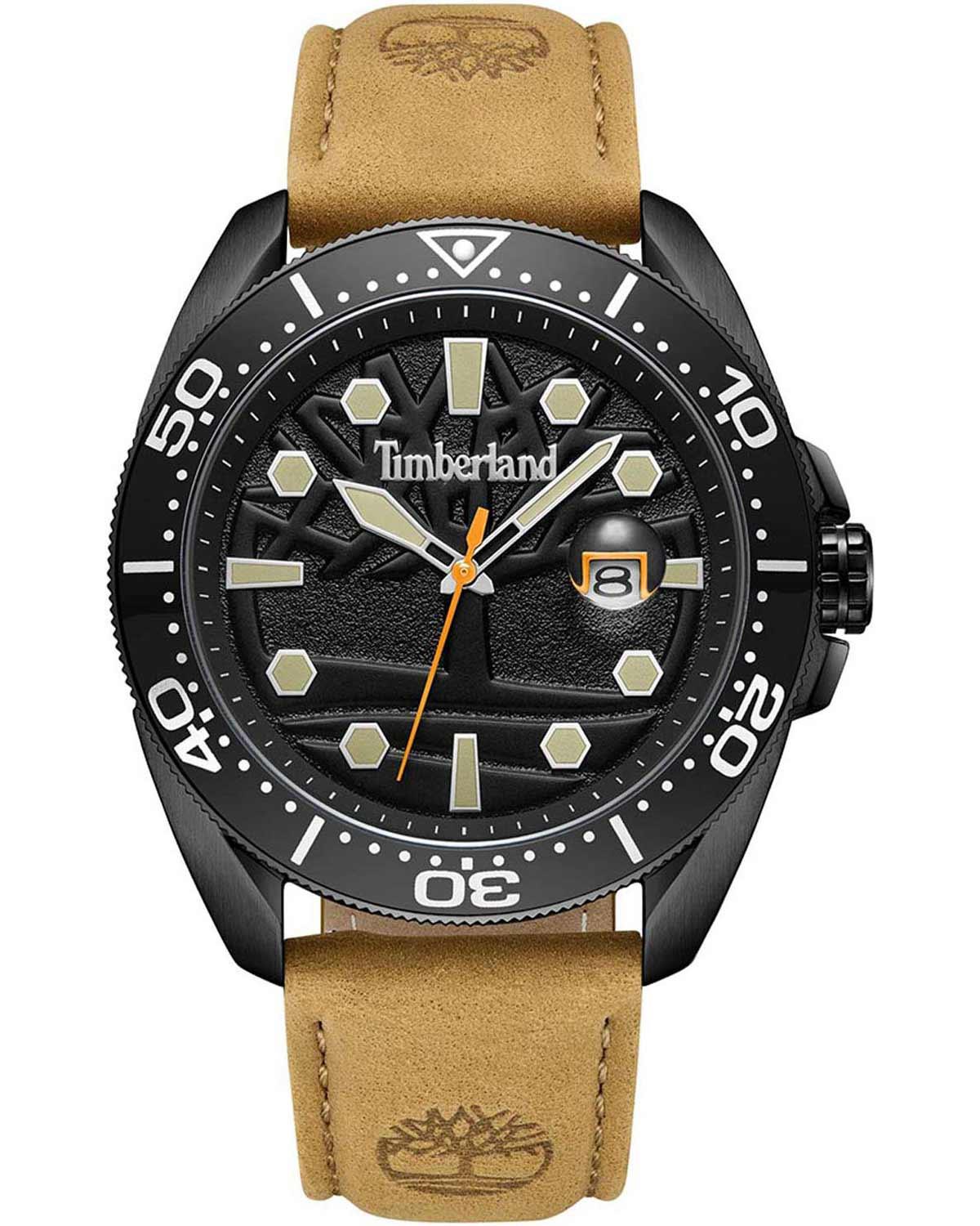 timberland carrigan tdwgb2230601 black case with brown leather strap image1