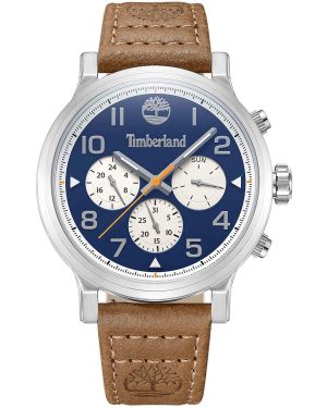 TIMBERLAND PANCHER – TDWGF0028904, Silver case with Brown Leather Strap