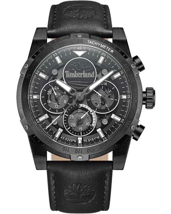 timberland sherbrook tdwgf0009402 black case with black leather strap image1
