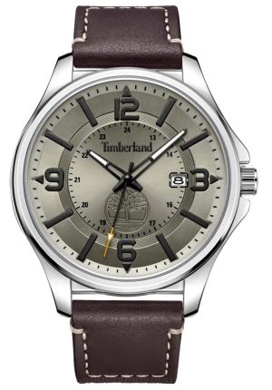 TIMBERLAND TYNGSBOROUGH – TDWGB2183002, Silver case with Brown Leather Strap