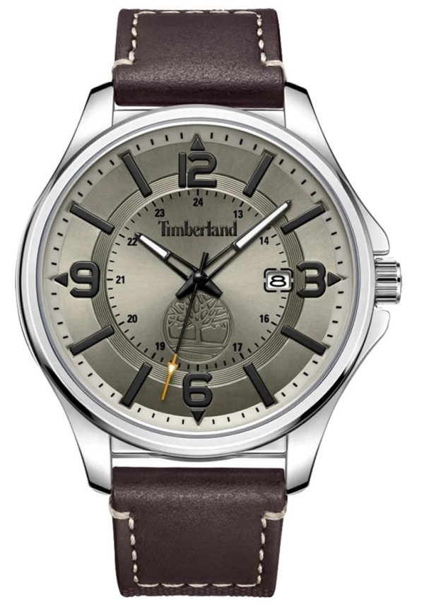 timberland tyngsborough tdwgb2183002 silver case with brown leather strap image1