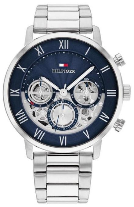 tommy hilfiger men s 1710569 silver case with stainless steel bracelet image1