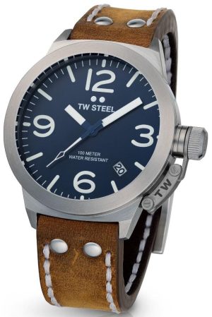 TW STEEL Canteen – CS102, Silver case with Brown Leather Strap