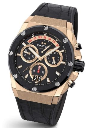 TW STEEL ACE Genesis Swiss Made Limited Edition – ACE113, Rose Gold case with Black Leather & Rubber Strap