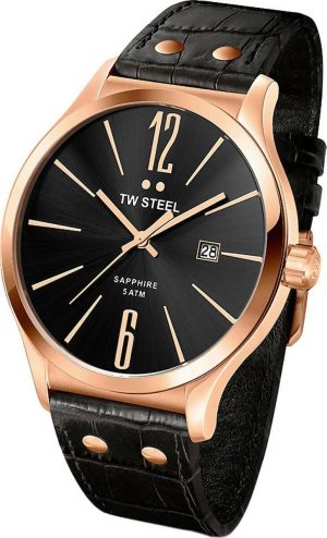 TW STEEL Slim Line – TW1303 Rose Gold case, with Black Leather Strap