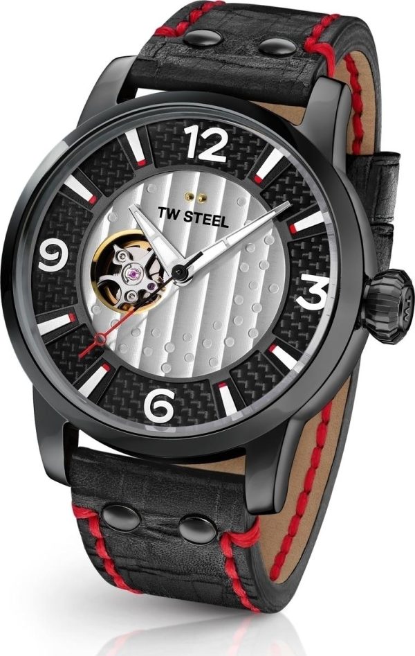 tw steel son of time automatic mst6 black case with black leather strap image1