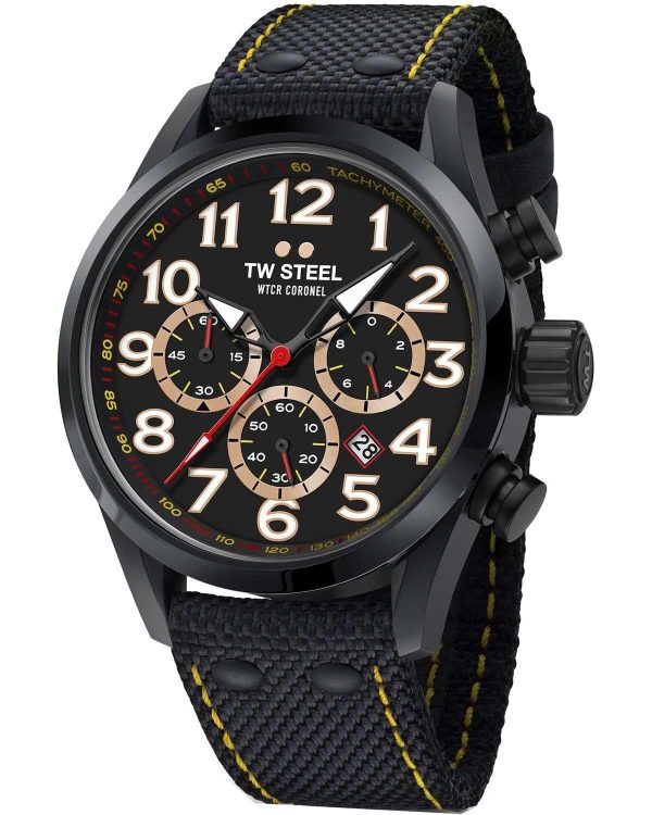 tw steel wtcr coronel special edition chronograph tw978 black case with black fabric strapt image1