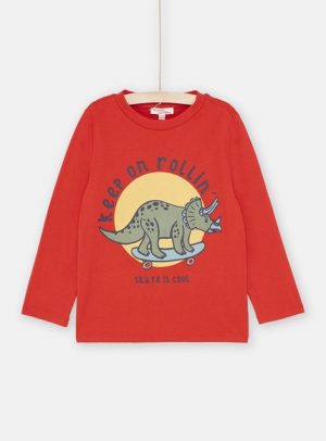 Παιδική Μακρυμάνικη Μπλούζα για Αγόρια Red Keep On Rollin Rhino – ΚΟΚΚΙΝΟ