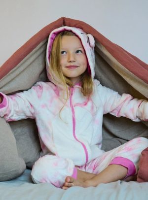 Παιδική Ολόσωμη Πιτζάμα για Κορίτσια Pink Tie Dye Unicorn – ΚΟΚΚΙΝΟ