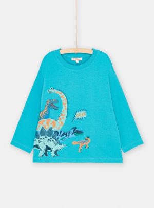 Παιδική Μακρυμάνικη Μπλούζα για Αγόρια Ανοιχτό Μπλε Dinosaurs – ΜΠΛΕ