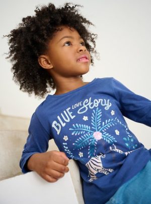 Παιδική Μακρυμάνικη Μπλούζα για Κορίτσια Blue Love Story – ΜΠΛΕ