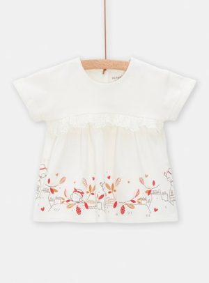 Βρεφικό Κοντομάνικο Φόρεμα για Κορίτσια White Sparrow – ΛΕΥΚΟ