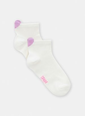 Παιδικές Κάλτσες για Κορίτσια Λευκές/Λιλά Hearts – ΕΚΡΟΥ