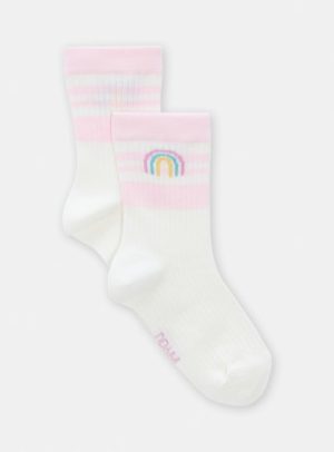 Παιδικές Κάλτσες για Κορίτσια Λευκές/Ρίγες Rainbow – ΕΚΡΟΥ
