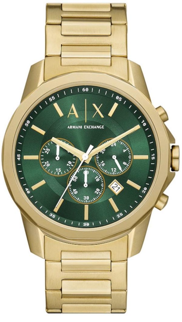 armani exchange banks chronograph ax1746 gold case with stainless steel bracelet image1