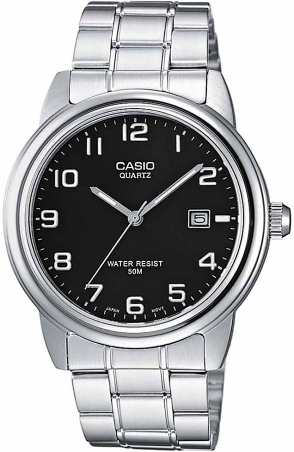 casio collection mtp 1221a 1av silver case with stainless steel bracelet image1