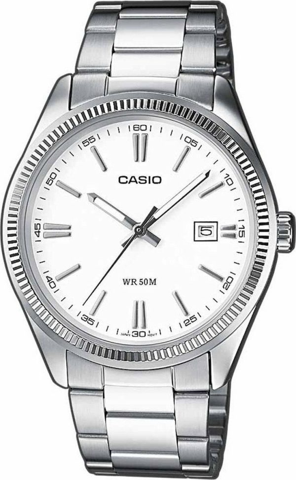 casio collection mtp 1302pd 7a1vef silver case with stainless steel bracelet image1