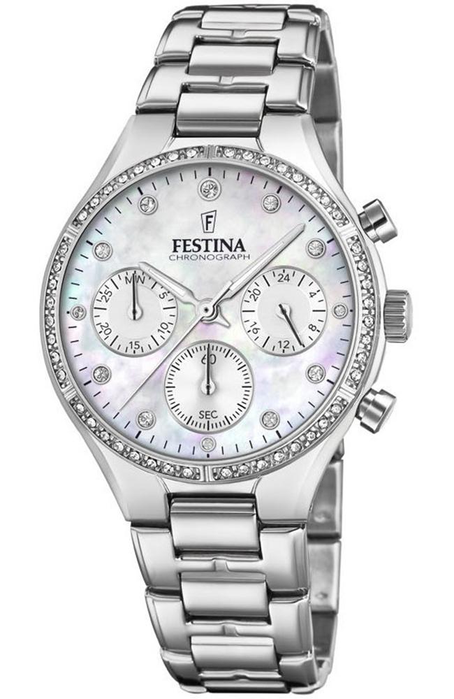 festina crystals chronograph f20401 1 silver case with stainless steel bracelet image1