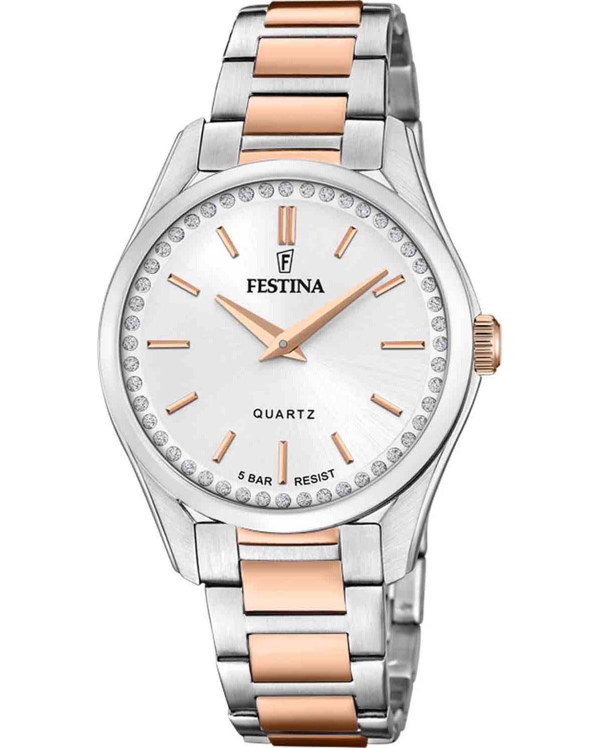 festina crystals ladies f20620 1 silver case with stainless steel bracelet image1