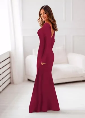 φόρεμα πλεκτό maxi με ανοιχτή πλάτη σε A γραμμή – Φούξια