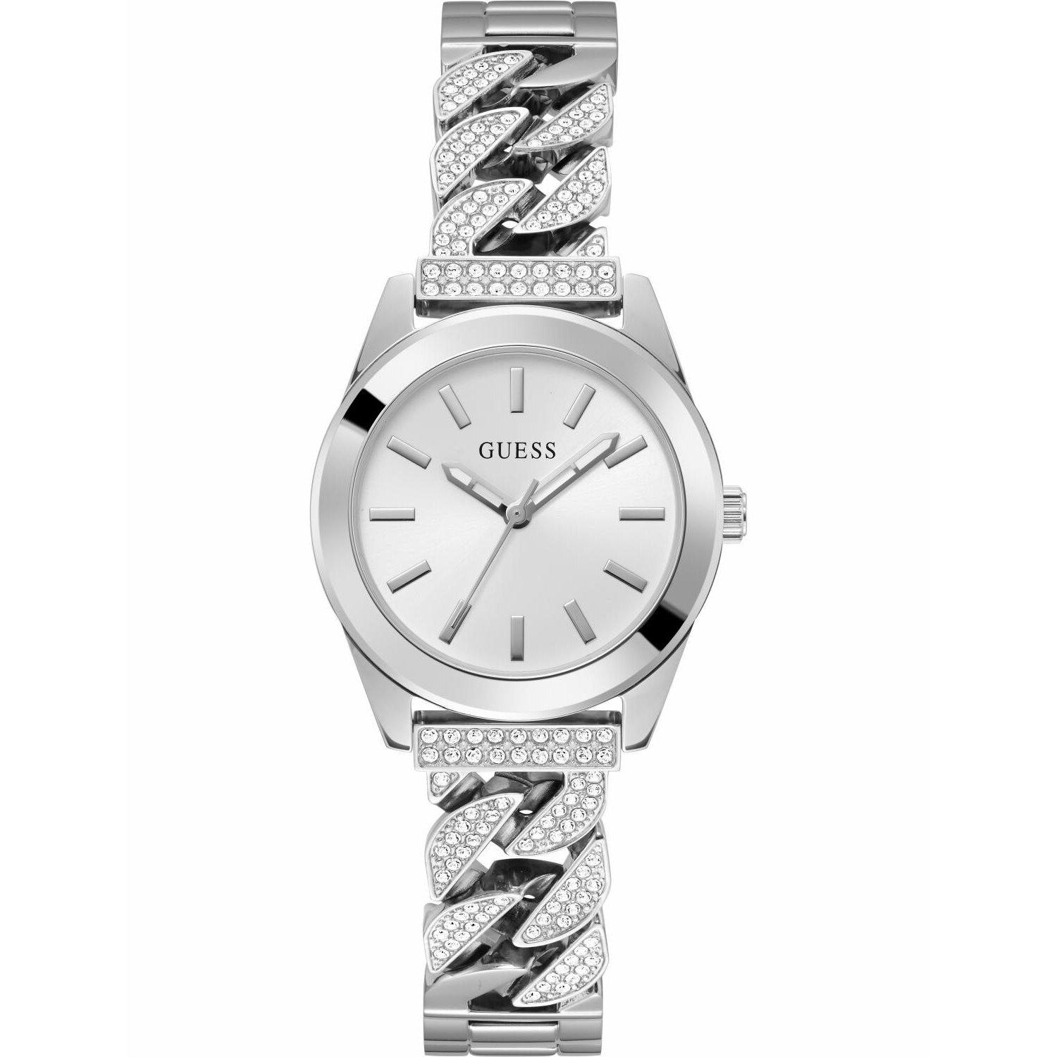 guess serena crystals gw0546l1 silver case with stainless steel bracelet image1