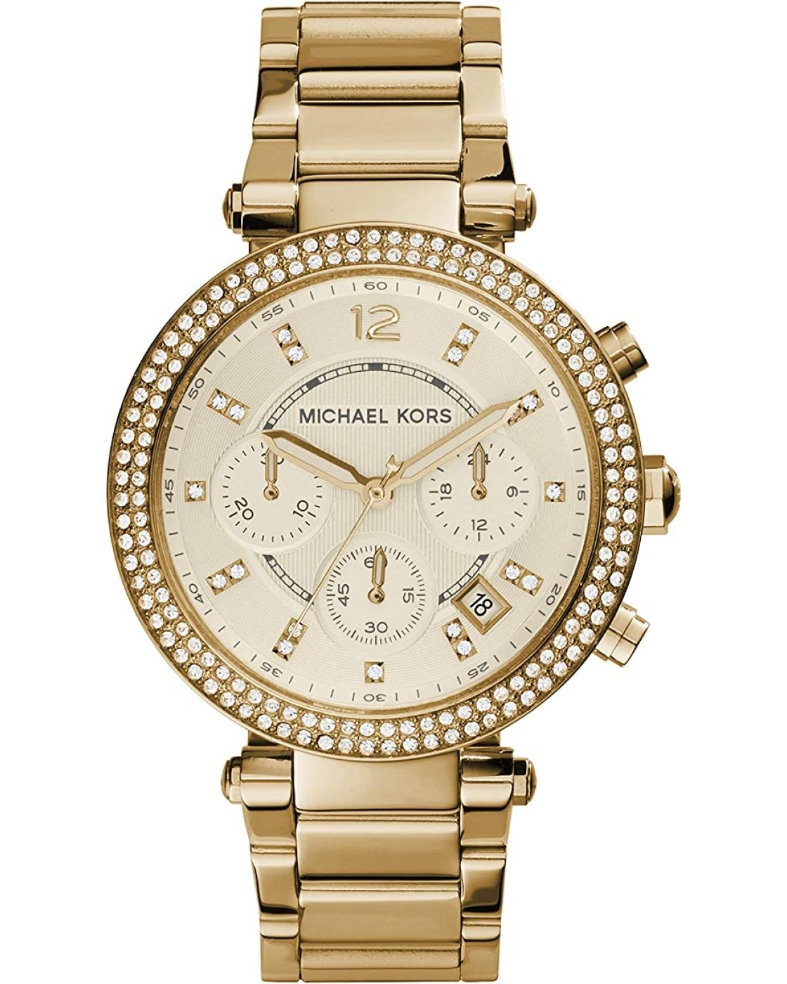 michael kors parker chronograph mk5354 gold case with stainless steel bracelet image1