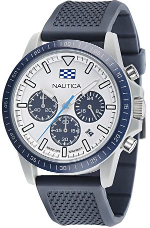NAUTICA One Eco Chronograph – NAPNOF3S1, Silver case with Blue Rubber Strap