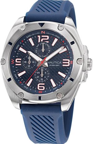 NAUTICA Tin Can Bay – NAPTCS224 Silver case with Blue Rubber Strap