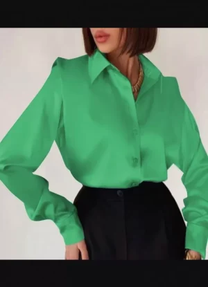 πουκάμισο σατινέ με βάτες – Πράσινο