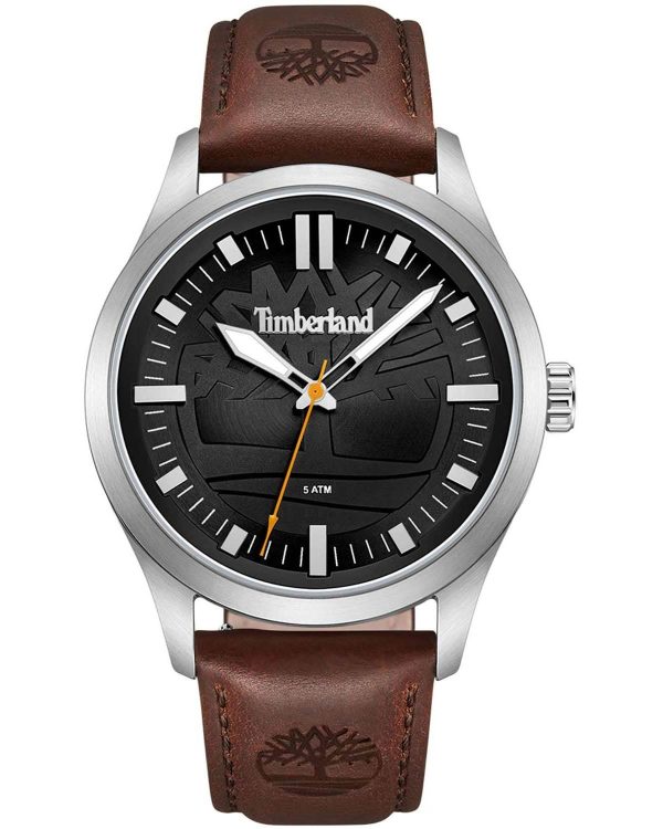 timberland rambush tdwga0029602 silver case with brown leather strap image1