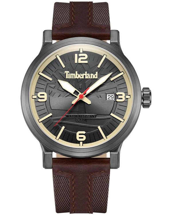 timberland westerley tdwgn0029104 grey case with brown leather strap image1