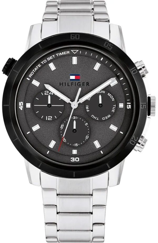 tommy hilfiger troy men s 1792106 silver case with stainless steel bracelet image1