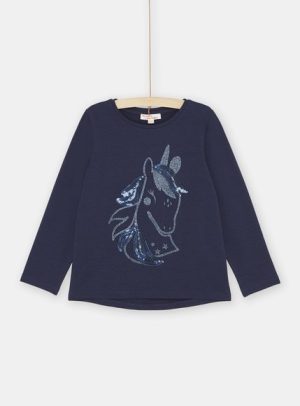 Παδική Μακρυμάνικη Μπλούζα για Κορίτσια Navy Blue Unicorn – ΣΚΟΥΡΟ ΜΠΛΕ
