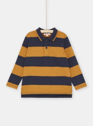 Παιδική Μακρυμάνικη Μπλούζα για Αγόρια Polo Blue/Mustard Stripes – ΚΑΦΕ