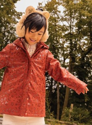 Παιδικό Μπουφαν Αδιάβροχο για Κορίτσια Πορτοκαλί Animal Print – ΚΑΦΕ