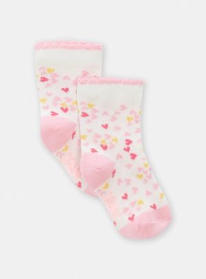 Βρεφικές Κάλτσες για Κορίτσια Pink Hearts – ΕΚΡΟΥ