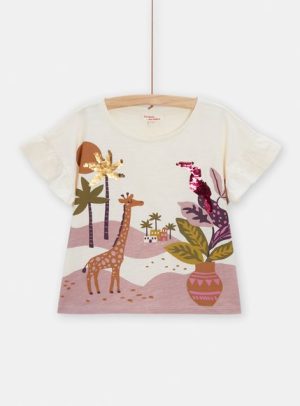 Παιδική Μπλούζα για Κορίτσια Sparkly Giraffe – ΕΚΡΟΥ