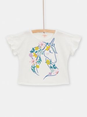 Παιδική Μπλούζα για Κορίτσια Flower Unicorn – ΕΚΡΟΥ