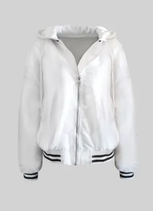 Bomber jacket με κουκούλα – Λευκό