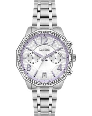 BREEZE Crystal Dual Time – 612451.2, Silver case with Stainless Steel Bracelet