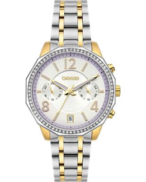 BREEZE Crystal Dual Time – 712451.1, Silver case with Stainless Steel Bracelet