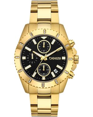 BREEZE Obsession Crystals Chronograph – 212461.2, Gold case with Stainless Steel Bracelet