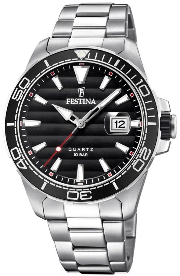 festina men s f20360 2 silver case with stainless steel bracelet image1